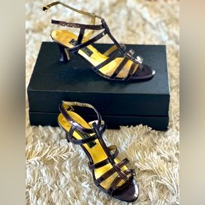 J. Renee dark purple strappy ankle kitten heel 7